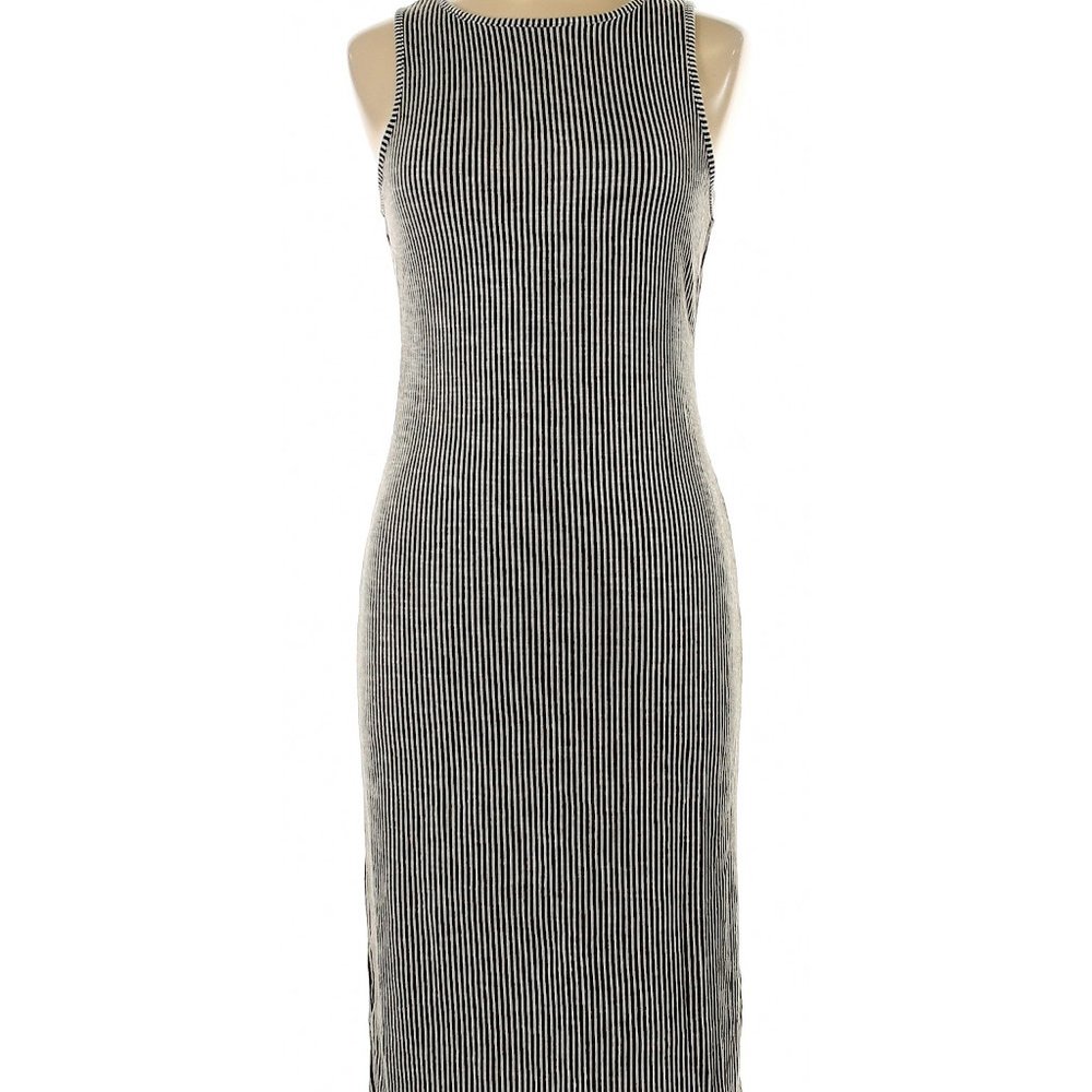 Caution to the wind Vertical stripe midi